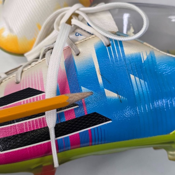 Adidas F50 Adizero Messi FG Soccer Cleats Men\'s Size 11 Boots White Multi F32729